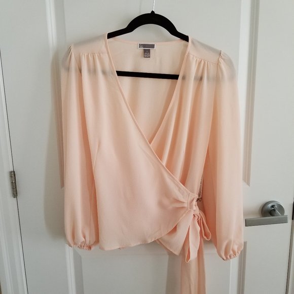 NEW Chealsea28 | Peachy pink wrap blouse Small - Picture 2 of 15